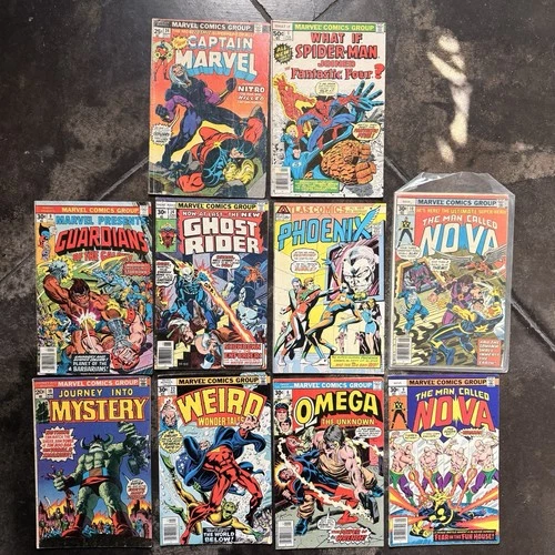 Lot Of Vintage Marvel Comics 1970s Ghost Rider Captain Marvel Nova More