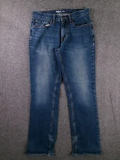 Old Navy Jean Men 29X30 Blue Slim Fit Bootcut Dark Wash Distressed Built In Flex