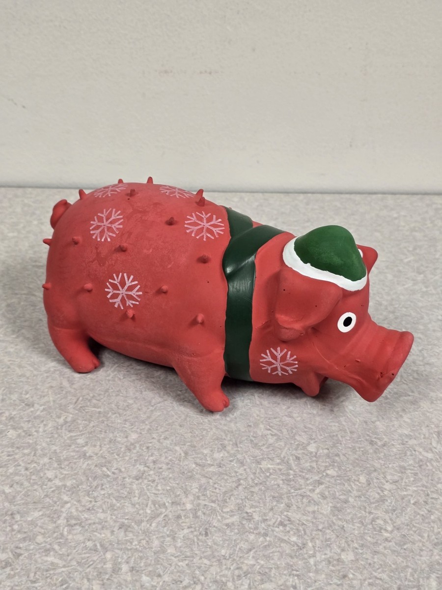 Multipet Holiday Red Latex Grunting Goblet Pig 8