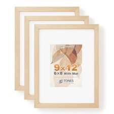 9x12 Solid Wood Frames Set of 3,Natural Oak Wood Picture Frame can Display Ph...