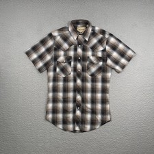 Wrangler Western Shirts Men s Small Pearl Snap Brown Plaid Vintage