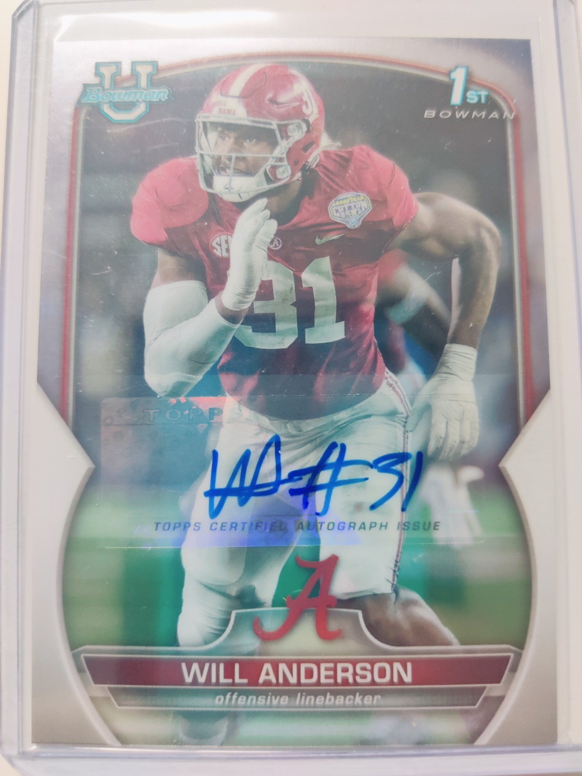 Will Anderson Jr. 2022 Bowman Chrome University #52 Prospect Auto (1st)