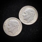 90% Silver - 1964 Roosevelt Dime - 2 Dimes - Circulated Condition - 08-24