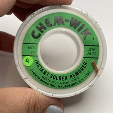 Chem-Wik No. 7-25 green .075” 25 feet instant solder remover desolder NEW SEALED