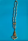 Signed Miriam Haskell Vintage Faux Pearl Gold Tone Ornate Pendant Necklace AS IS