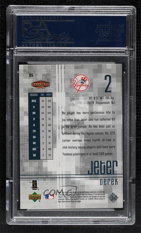 2002 Upper Deck Ballpark Idols Derek Jeter #85 PSA 10 GEM MT HOF - Image 2 of 2