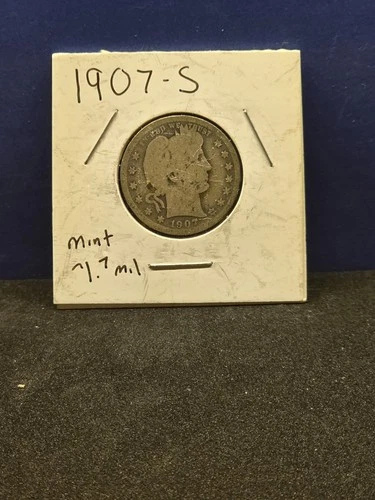 1907 S SILVER BARBER QUARTER NICE COIN HARD TO FIND DATE MINT SILVER COIN 90%