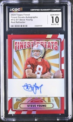 2024 Finest #FG-SY Steve Young Finest Greats Autographs Red Refractor CGC 10 #/5