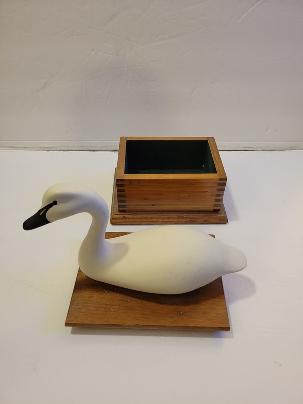 Vintage Stoney Point Decoys Wood Made USA SWAN storage RARE 1985 signed Leonard 