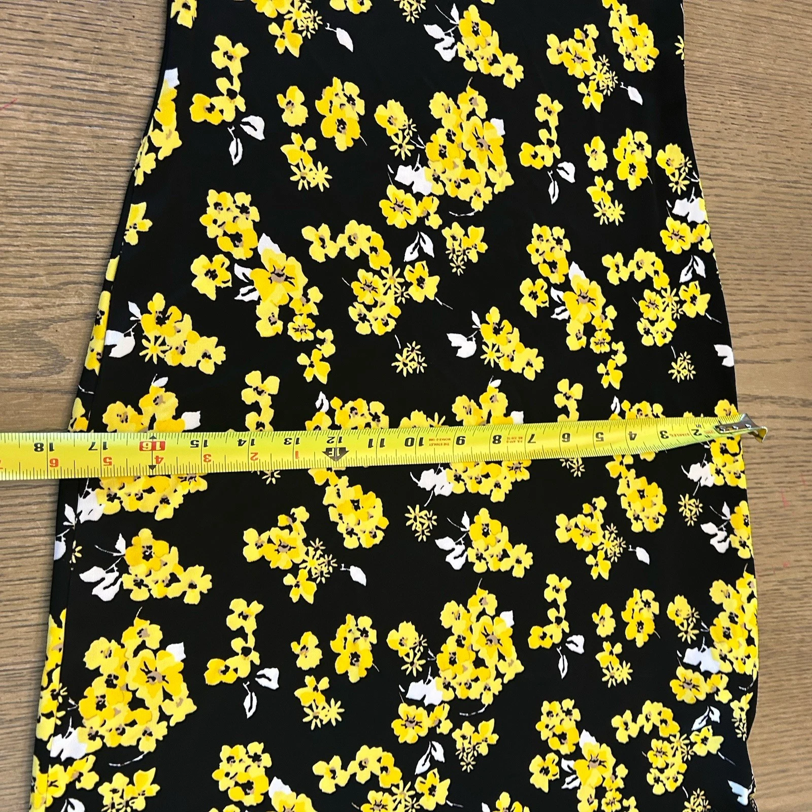 Abito Midi Michael Kors Taglia Glam Fleur Nero Giallo $175 Camper Nuovo con etichette Taglia XS