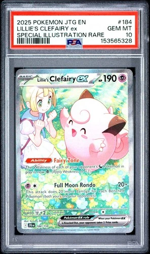 2025 POKEMON JTG EN-JOURNEY TOGETHER #184 LILLIE'S CLEFAIRY EX PSA 10