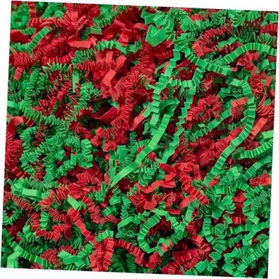  2 LB Crinkle Cut Paper Shred Filler Crinkle Shredded Paper for Green & Red