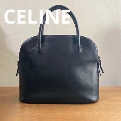 本革　ビンテージCELINE バッグ CELINE Vintage Black Leather Dome Shape Handbag Women's Crossbody