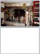 Foto postal interior chimenea piedra rústica vintage 1993 decoración colonial