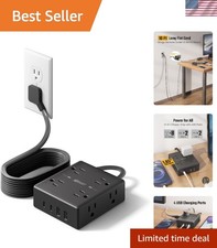 Convenient 10Ft Extension Cord with 8 Outlets  4 USB Ports for Home  Office