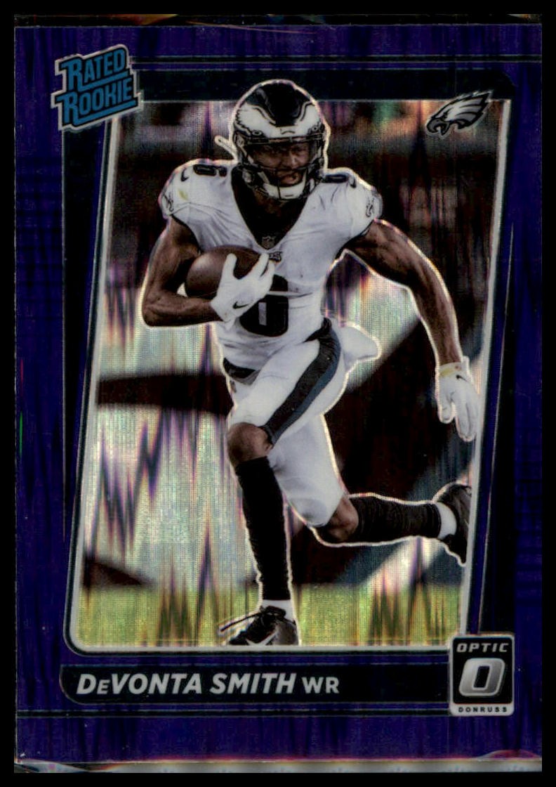 2021 Donruss Optic #205 DeVonta Smith Purple Shock