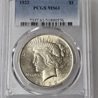 1922 PCGS MS61 Peace Silver Dollar $1 US Mint Coin 1922 MS-61 Lot 2353