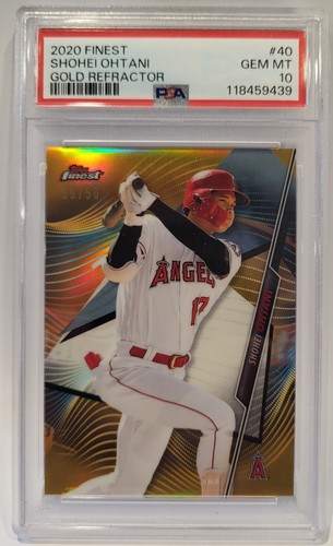 2020 TOPPS FINEST 🔵📈📈Shohei Ohtani #40 Gold SSP  Refractor /50 PSA 10 Angels