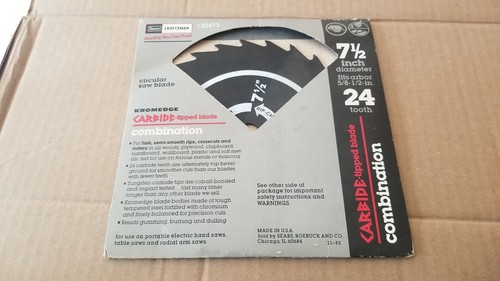 Sears Craftsman 9_32473 Kromedge 7 1/2" Carbide Tipped Combination Blade , VGC