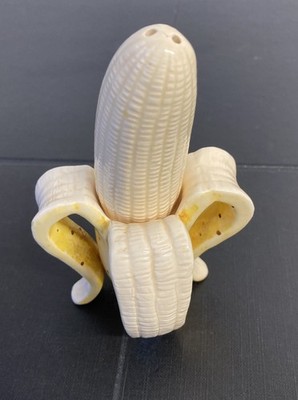 Vintage Vandor Pelzman Design geschälte Banane Keramik Salz Pfefferstreuer Set