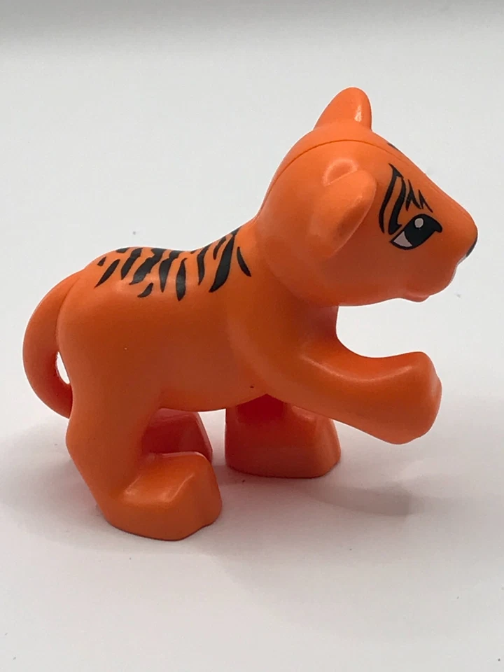 LEGO DUPLO FILHOTE DE BEBÊ TIGRE MINI BONECO SUBSTITUTO ANIMAL GATO SELVAGEM BRINQUEDO LARANJA - Imagem 3 de 4