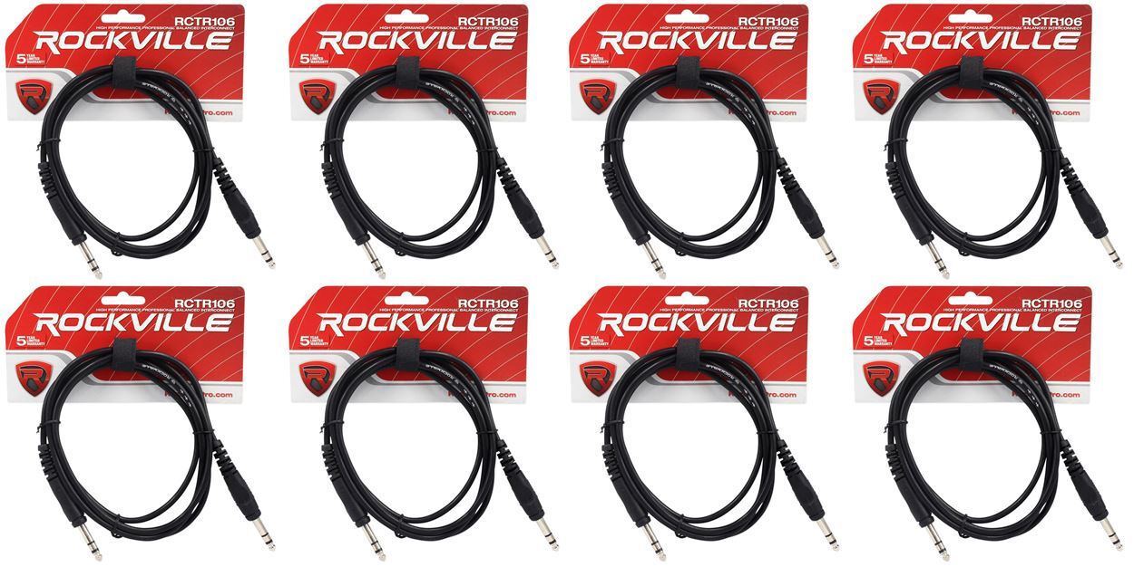 8 Rockville RCTR106B Черный Кабель от 6 1/4 TRS до 1/4 TRS из 100% меди