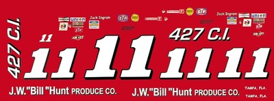 #11 Jack Ingram J.W. Bill Hunt Produce 1/64th Scale Nascar Waterslide Decals
