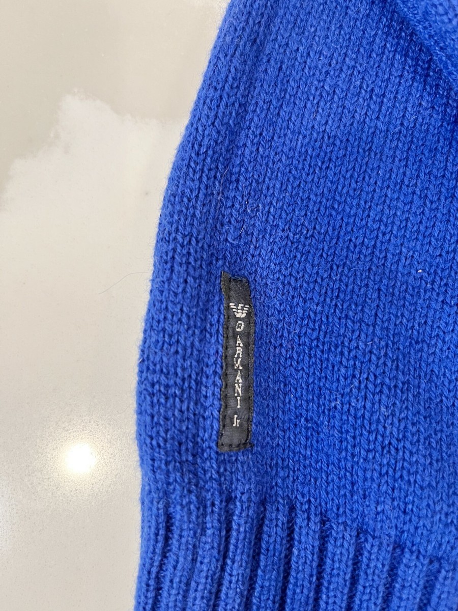 NEW ARMANI JUNIOR Boys Size16A/Y Logo Blue Sweater Young Man Size