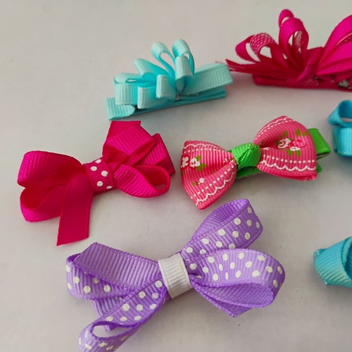 Lot of 16 Girls Toddler Ribbon Hair Clips Multicolor Hair Barrettes 2 inch - Picture 3 of 9