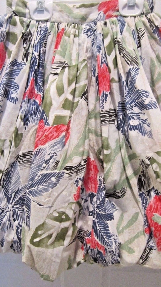 Niñas Algodón Burbuja Dobladillo Hinchado Falda Hawaiana Floral Cosida a Mano 21 1/2" Cintura Foto 2 de 4