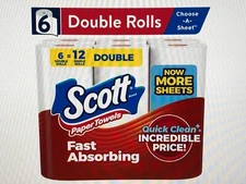 Scott Paper Towels, Choose-A-Sheet, 6 Double Rolls