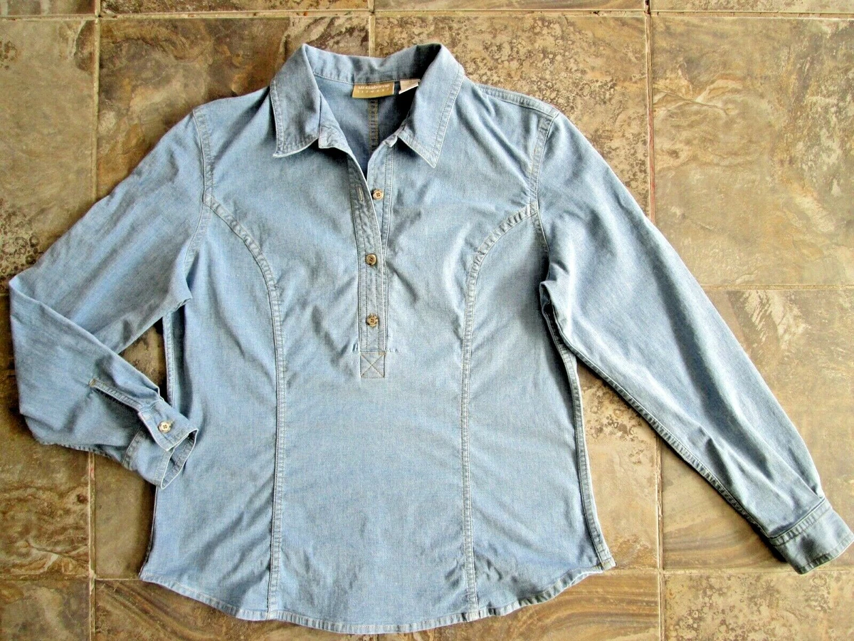 Vintage Liz Claiborne 12 Tunic Pullover Shirt Chambray Denim Large
