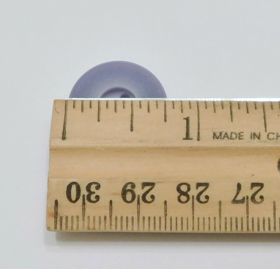 Set 6 Vintage Buttons Smoky Lilac Matte 4-Hole Flat Wide Rim Shiny Back 3/4" - Image 4 of 4