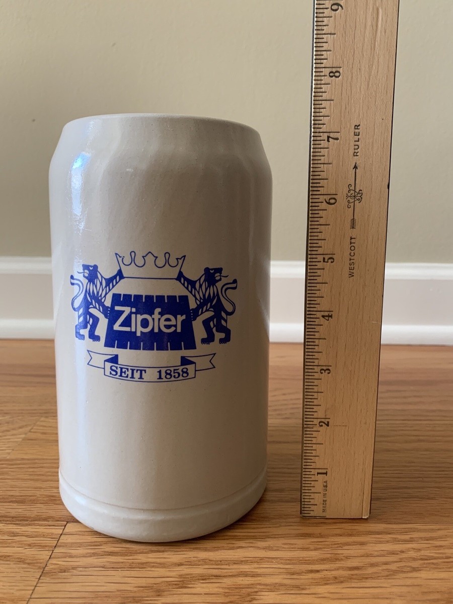 Vintage Huge Zipfer Seit 1858 Ceramic 1L Beer Stein Hand Made