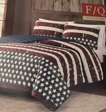 MOSSY OAK PATRIOTIC STARS  STRIPES FULL/QUEEN SIZE QUILT 3 PC SET Americana NWT