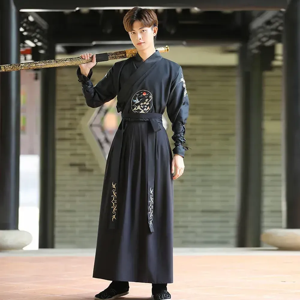 Women Men Chinese Hanfu Set Unisex Ancient Costume Tang Suits