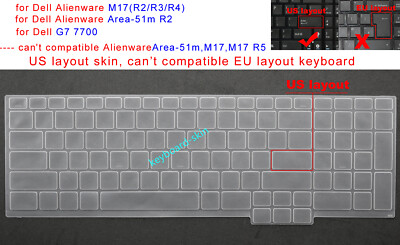 Keyboard Skin Cover for Dell Alienware m17 R2 R3 R4,Area-51m R2,P41E,P45E,P46E