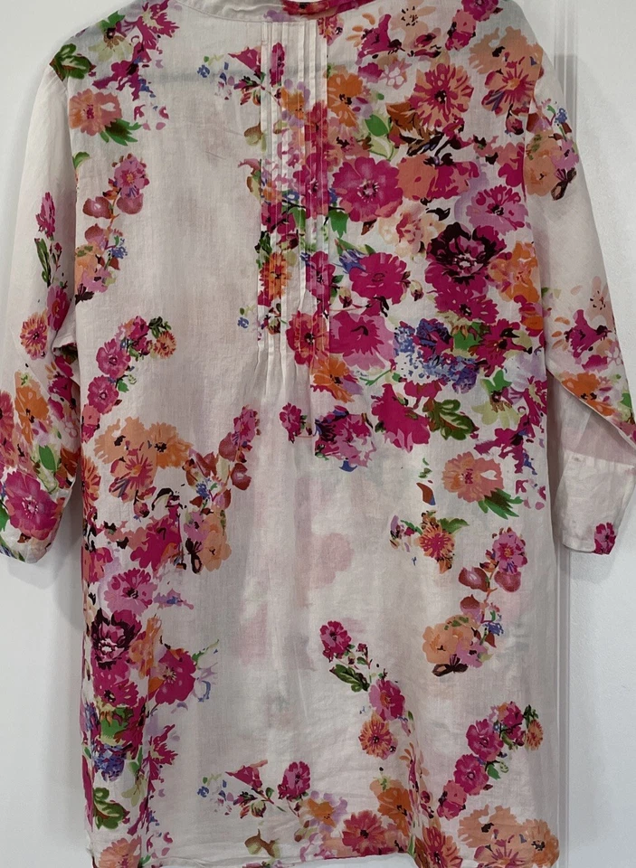 Blusa túnica para mujer La Cera estampada floral plisada frontal - talla grande 1X Foto 4 de 4