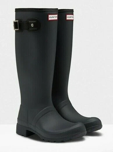 NEW Hunter Women's Original Tour Foldable Packable Tall Rain Boots Slate Gray