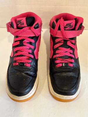 NIKE AIR FORCE JORDAN MID BLACK BUBBLE GUM PINK 518218-016 YOUTH