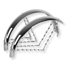 OG LOWRIDER 26" CLASSIC ADJUSTABLE CHROME FENDER SET W/ FLAT TWISTED BRACES