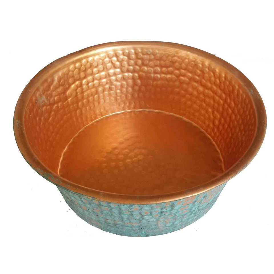 Hammered Copper Decorative Centerpiece Kitchen Pot Garden Yard Planter Wash Bowl - Image 2 of 2