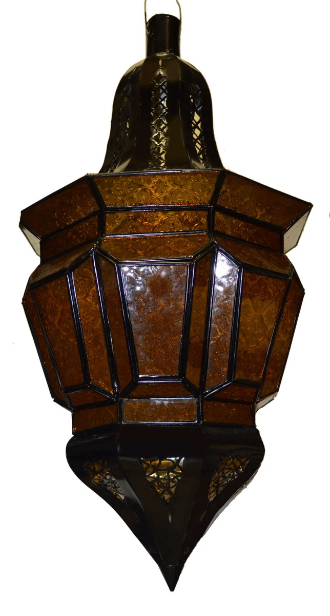 Moroccan Glass Lantern Lamp Indoor Outdoor Electric Candlelit Decorative XL Gold