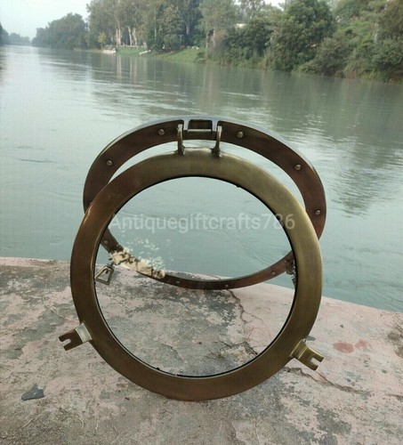 Decorative 24 inch Canal Boat Glass Antique Finish Ship Window Wall Porthole - Picture 4 of 6