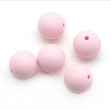 5 pc. Pale Pink Silicone 15mm beads Food Grade silicone Solid 121191087