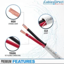 Speaker Cable Oxygen Free Copper CL3 CMR Rated 18AWG 16AWG 14AWG Low Voltage LOT