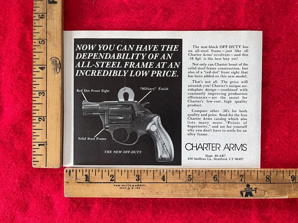 Vintage 1984 Print Ad Charter Arms Handguns “Off-Duty” .38 Special Ad - Image 2 of 2