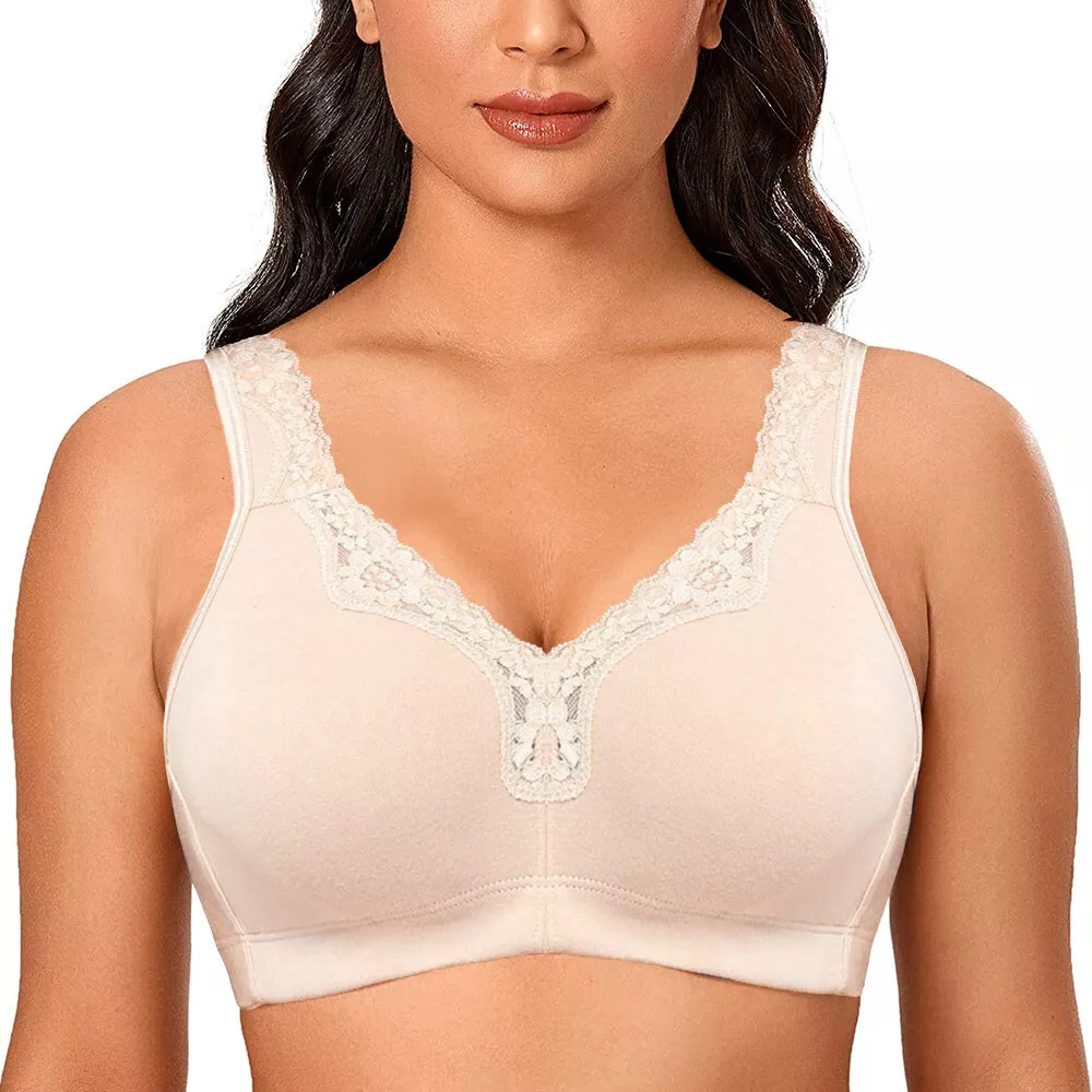 Women's Minimizer Wireless Cotton Plus Size Full Coverage Unlined Support  Bra