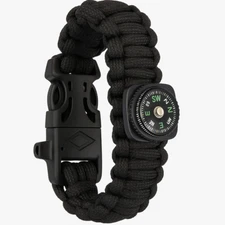 Explorer Survival Paracord Bracelet & Compass – Black Tactical Outdoor Gear New