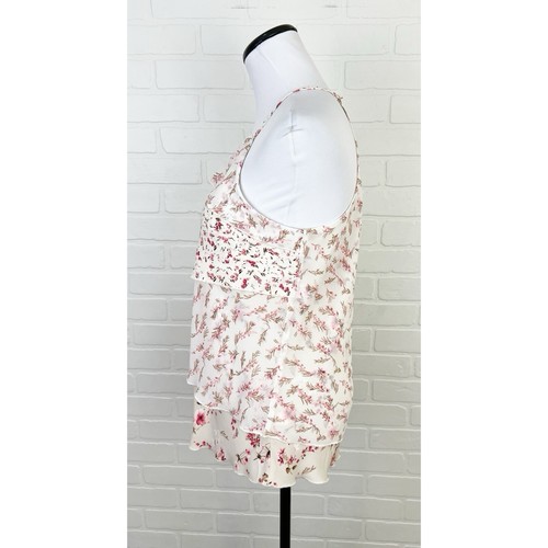 Camicetta senza maniche nuova con etichette WHBM Kennedy a strati floreale stile floreale Halter XS - Foto 3 di 7